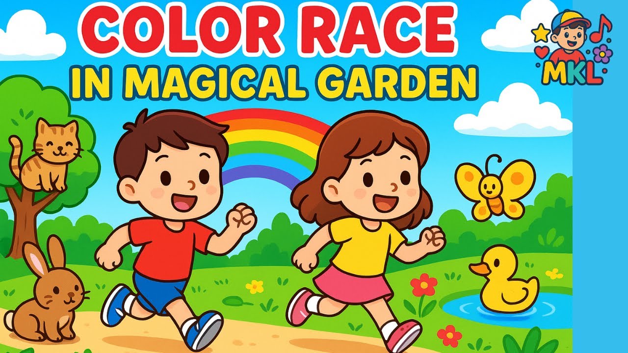 Color Race in Magical Garden | Learn Colors and Animals for Kids | Fun Rainbow Song 2025