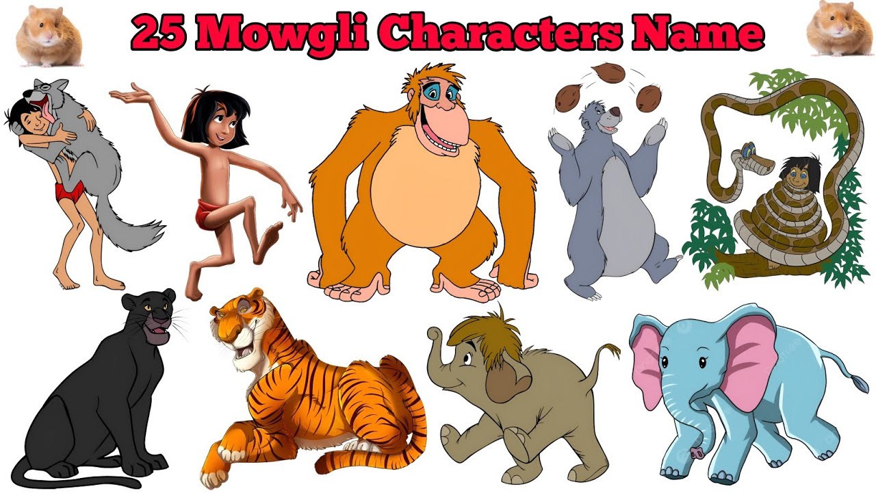 मोगली कार्टून कैरेक्टर्स के नाम | 25 MowgliCartoon CharactersJungleBookCharactersinEnglish and Hindi