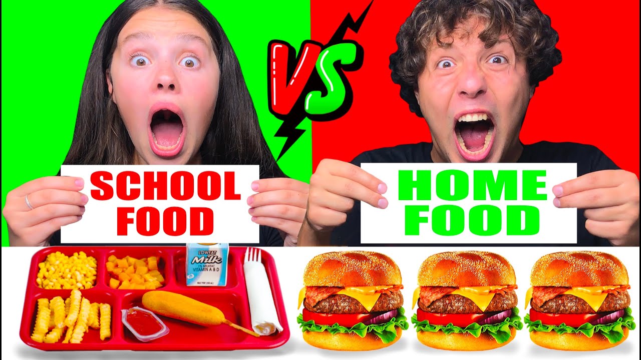 ASMR SCHOOL FOOD VS HOME FOOD CHALLENGE | MUKBANG EATING SOUNDS by Tati ASMR