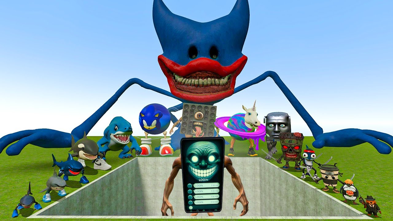 AI Brainrot Memes vs Gin Gin Login Bosses in Giant Pit – Gmod Chaos