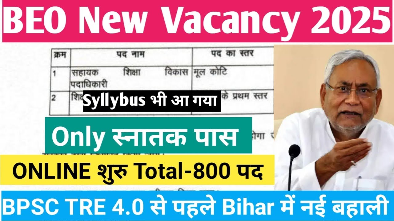 Bihar BEO New Vacancy 2025 🙏 BEO Syllabus 🎇 Bihar Beo Full notification ❤ bihar beo online form 2025