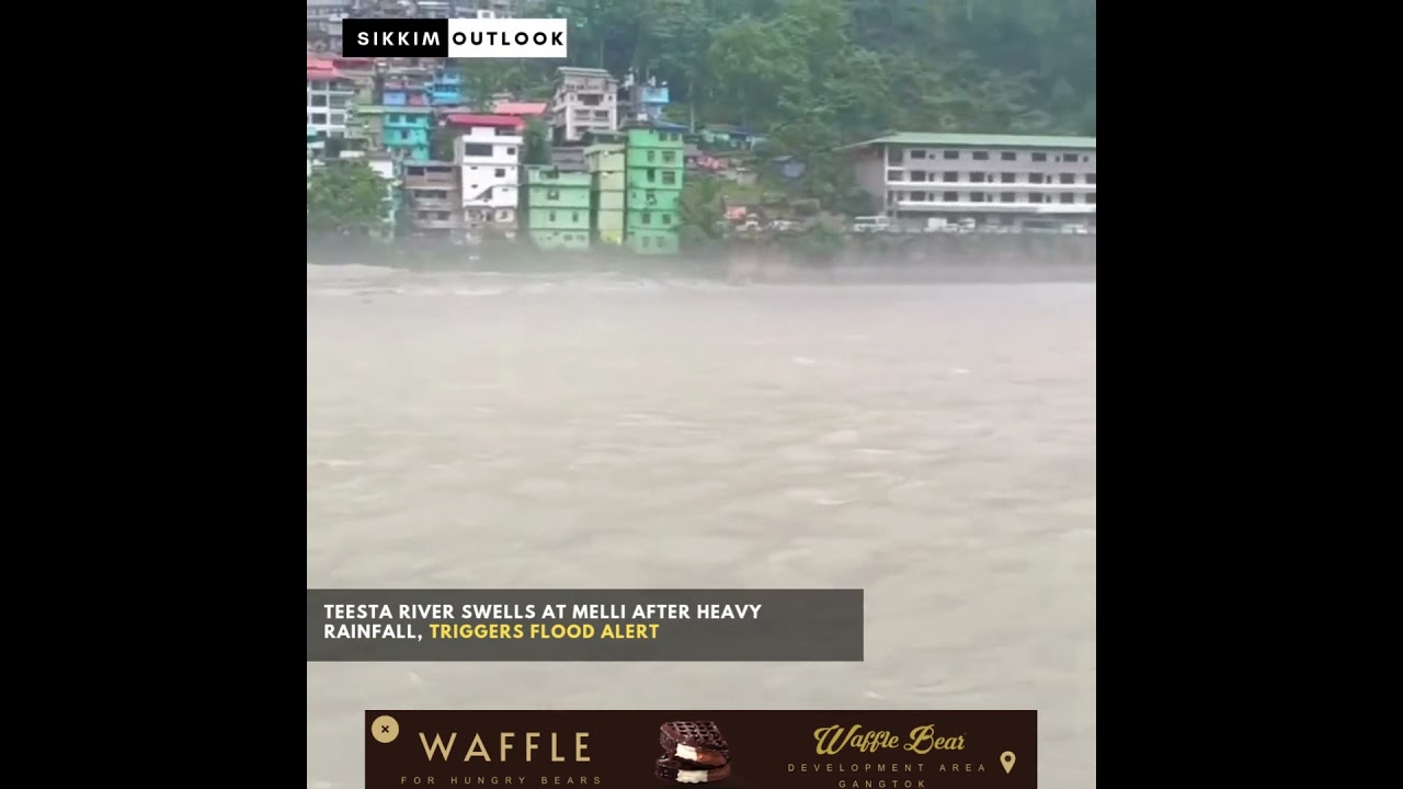 Teesta River Swells at Melli After Heavy Rainfall, Triggers Flood Alert