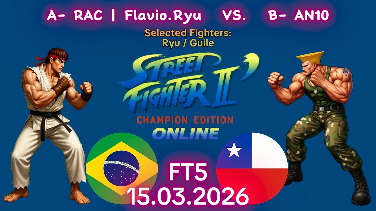 RAC | Флавио Рю против AN10 - Онлайн-матч! - Street Fighter II, Чемпионское издание - FT5 - 15.03...
