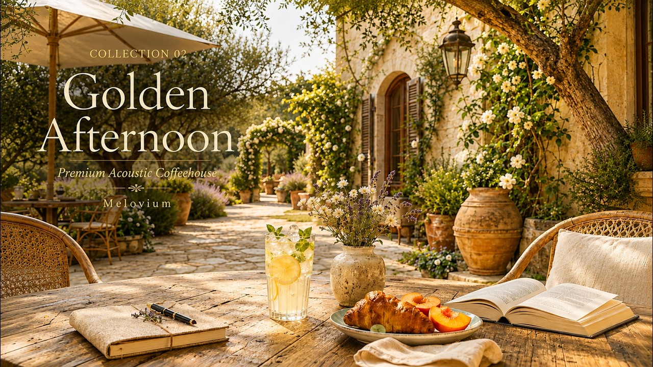 🌿 Golden Afternoon | Premium Acoustic Coffeehouse ☀️ Relaxing Garden Caf&eacute; Music | Melovium