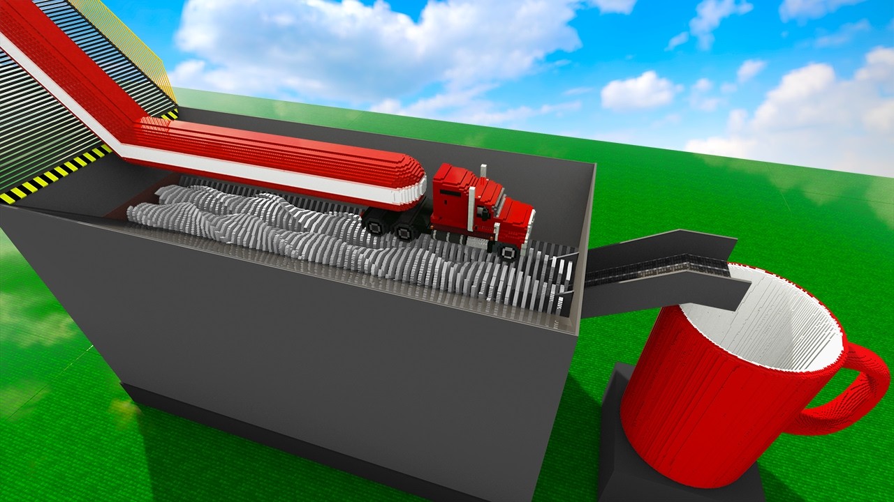 Cars Falling Down The Stairs Go Through The Shredder Factory And Fall Into The Cup | Teardown