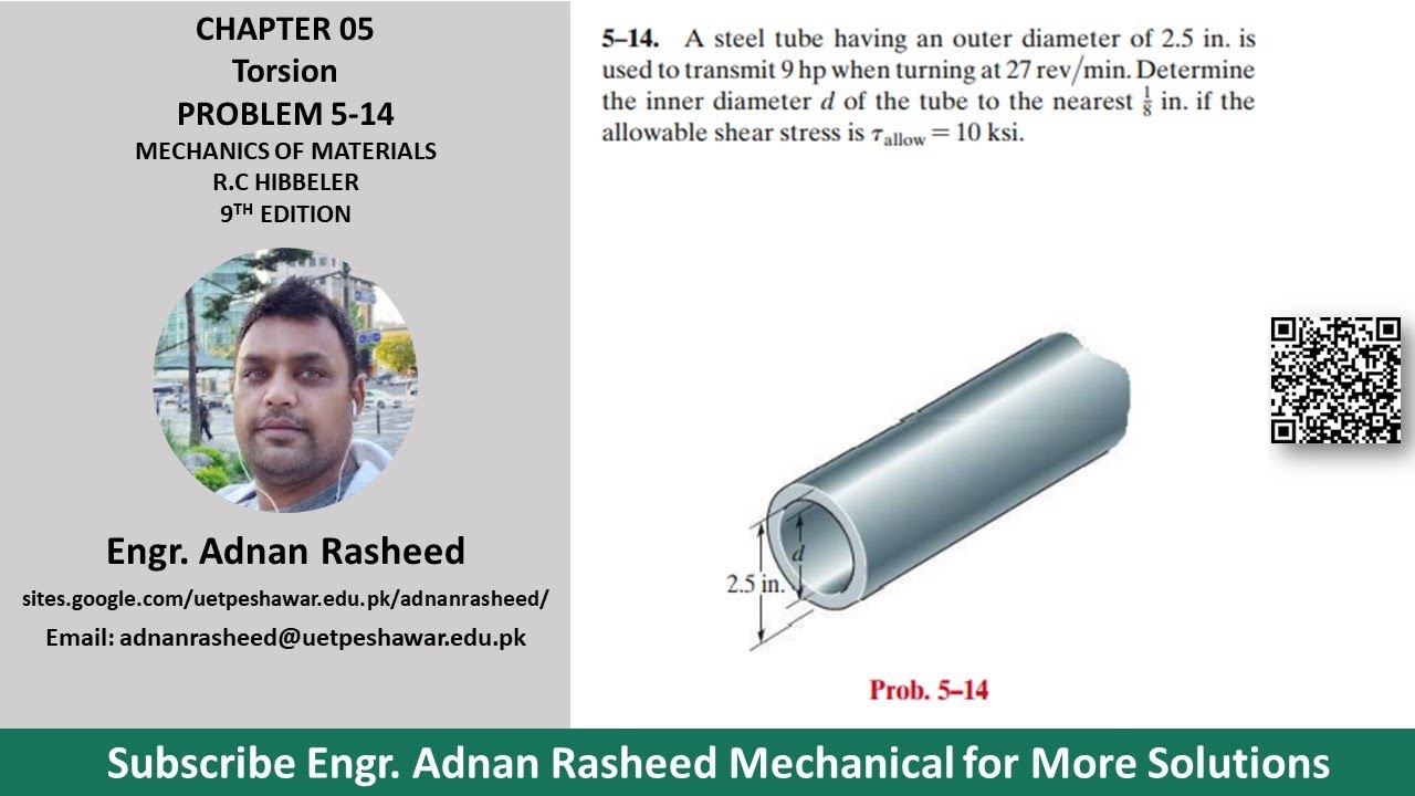 5-14 | Ch 5 Torsion | Mechanics of Materials Rc Hibbeler |