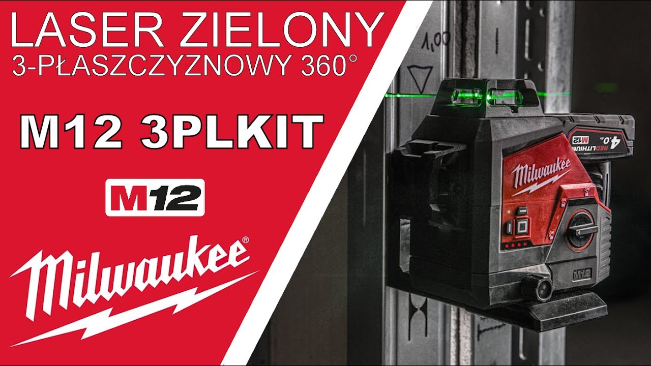 MILWAUKEE M12 3PLKIT laser 3-płaszczyznowy 360&deg;