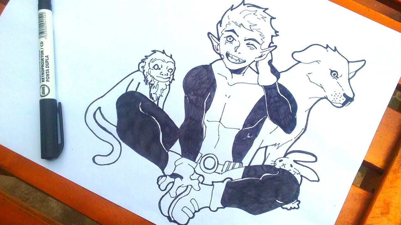 Como desenhar o mutano, Jovens titans | How to Draw Beast Boy