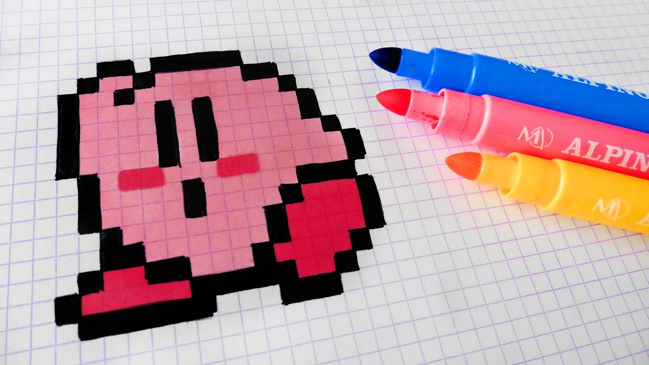 Handmade Pixel Art - How To Draw Kawaii Kirby #pixelart