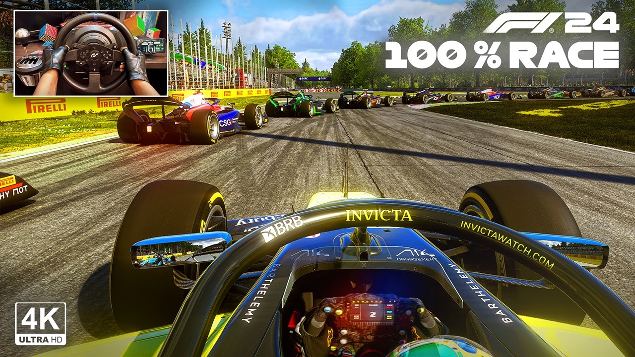 Gabriel Bortoleto's Invicta Racing - Italian GP 100% F2 Race | F1 24 Steering wheel Gameplay