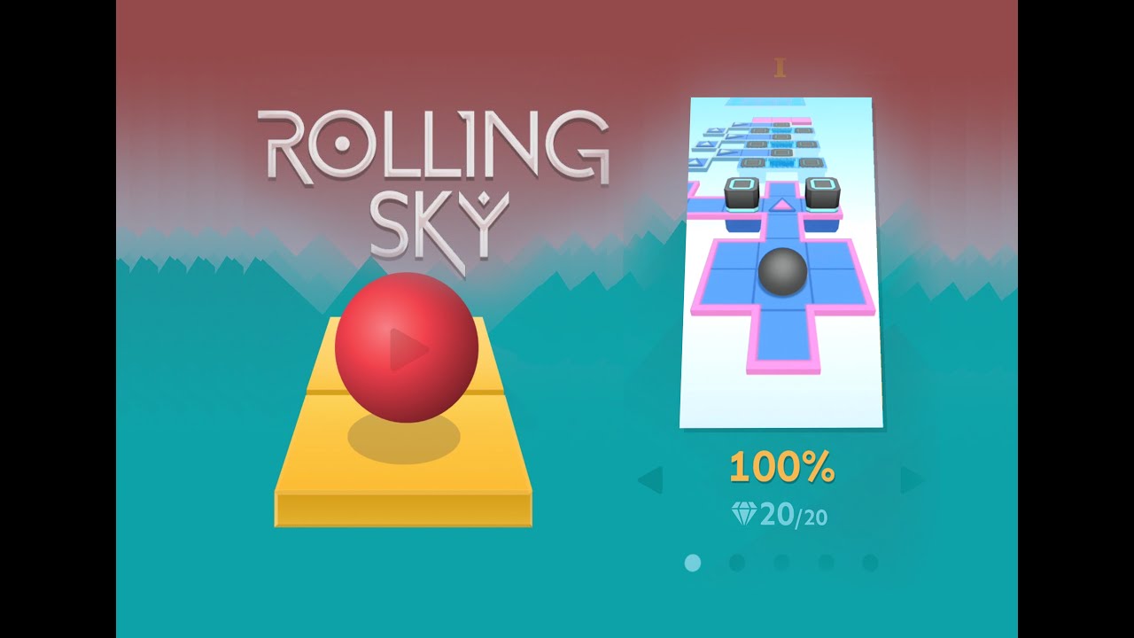 ROLLING SKY - Level 4 Complete 100% ALL GEMS Gameplay