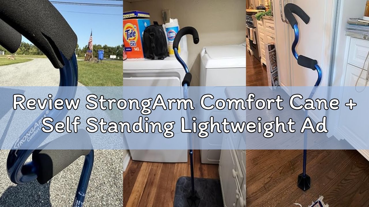 Review StrongArm Comfort Cane + Self Standing Lightweight Adjustable Walking Cane + Stabilizes Wrist