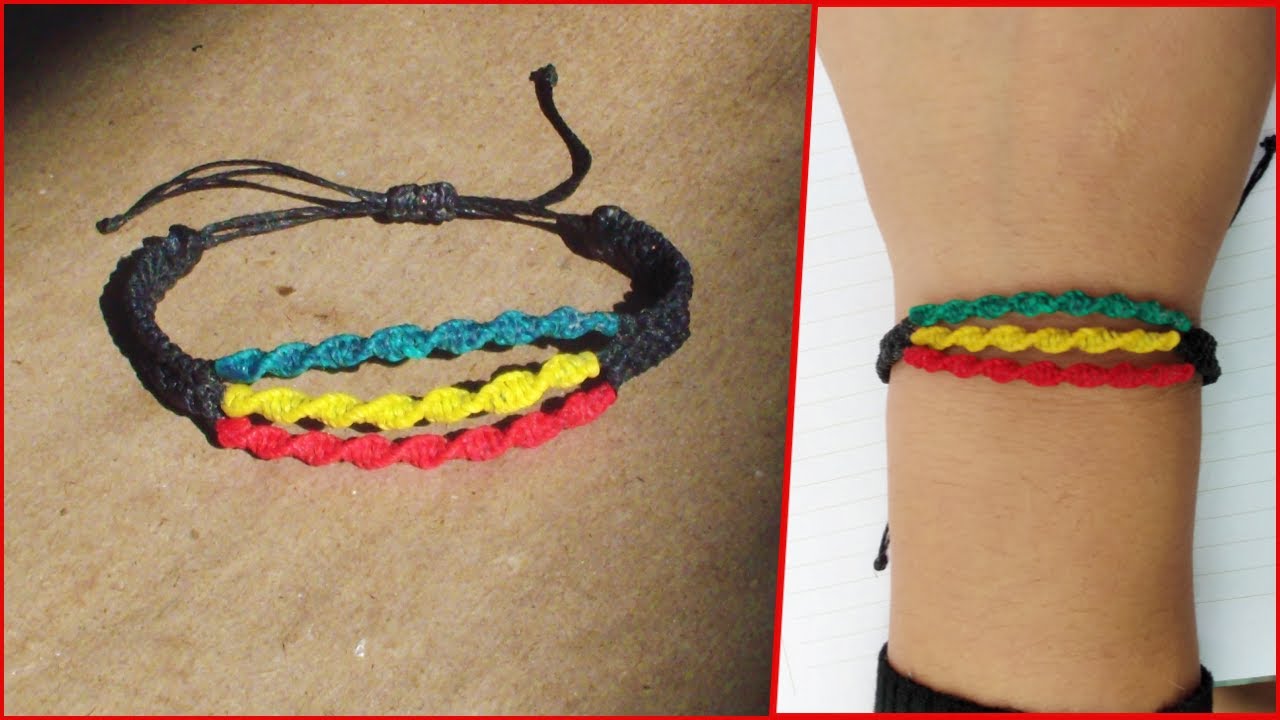 Cómo hacer una Pulsera de hilo Macrame ➡️Nudo espiral 3 colores / Fácil !