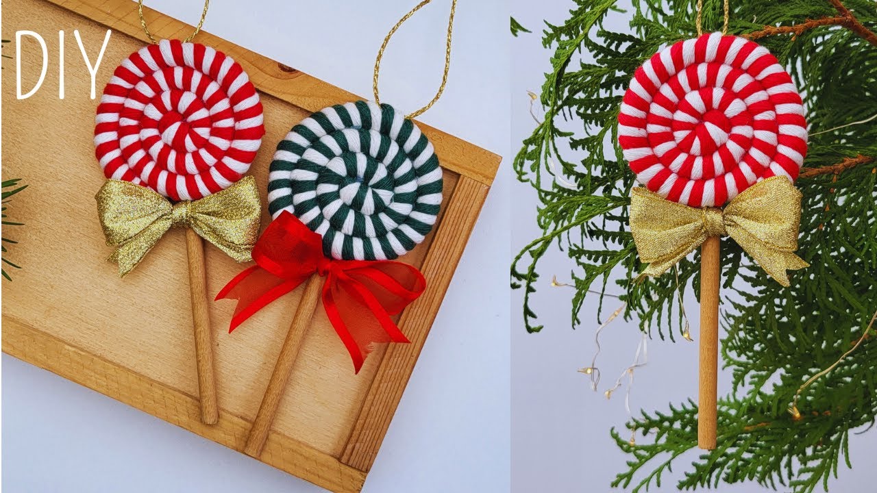 🍭🎄DIY PALETA de NAVIDAD de MACRAME (paso a paso) | DIY Macrame Lollipop Tutorial