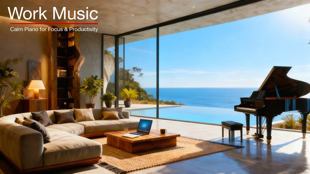 🎵 Focus Piano Music &ndash; Calm Ocean View for Deep Work & Creativity