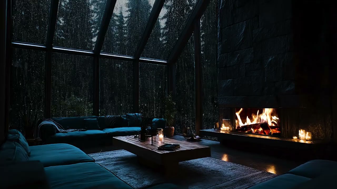 3 Hours of Heavy Rain in a Forest Cabin 🌧️ Calming Sleep & Stress Relief