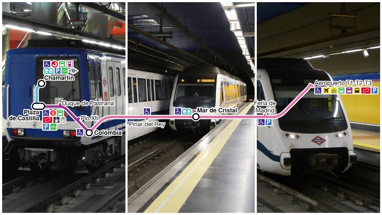 Metro de Madrid: Viaje entre las estaciones de Chamartín y Aeropuerto T1 T2 T3