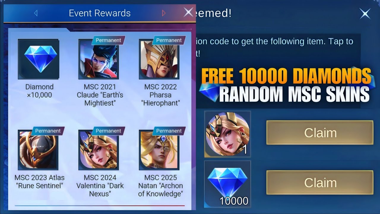 HOW TO GET FREE 10,000 DIAMONDS OR RANDOM MSC SKIN IN NEW MLBB WEB EVENT!