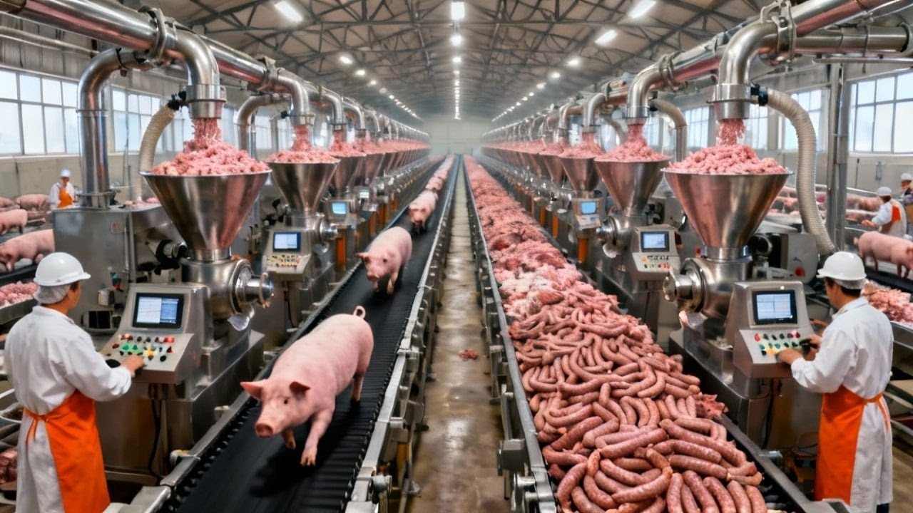 Por dentro da f&aacute;brica de su&iacute;nos- da carne de porco a lingui&ccedil;as e presuntos- um processo incr&iacute;vel