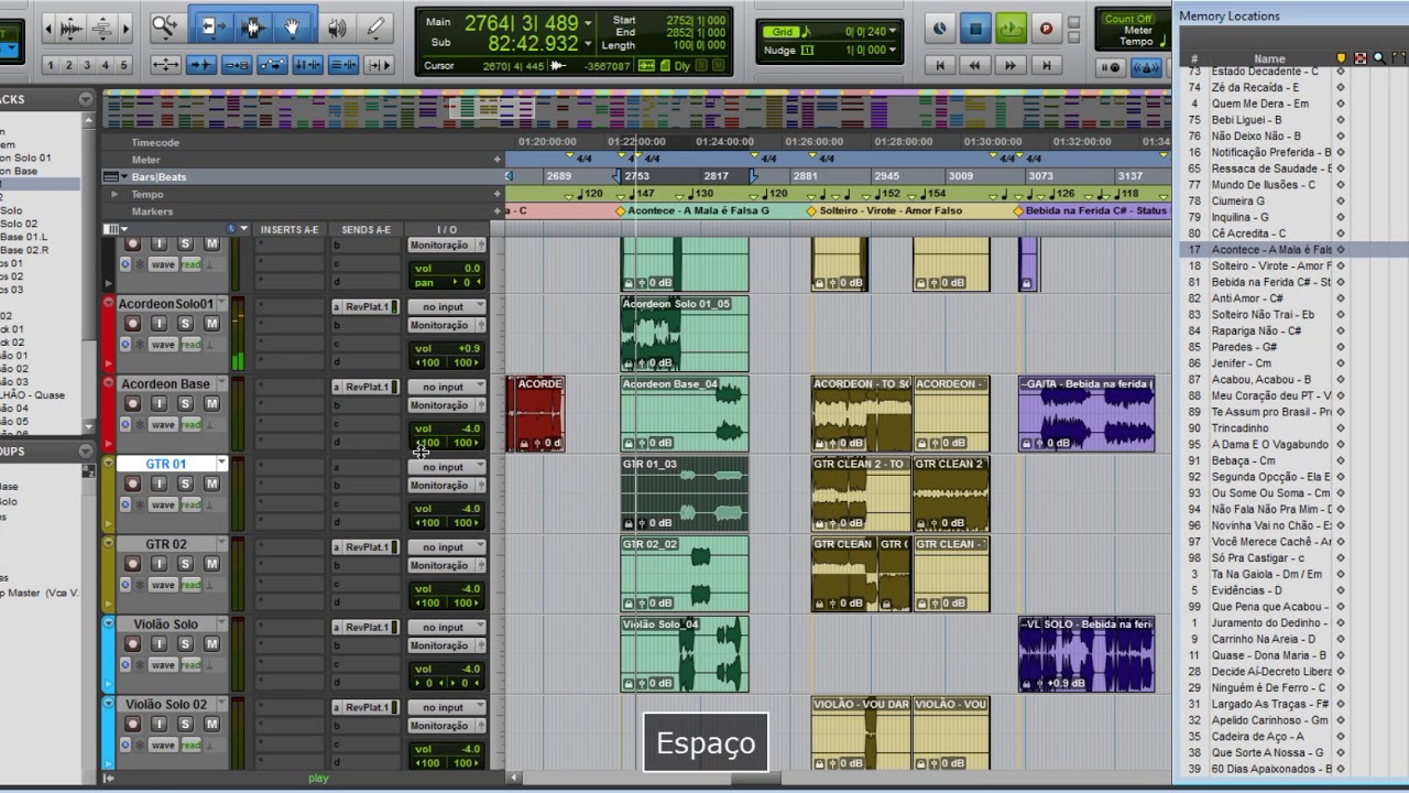 Sessão V.S Pro Tools - Multi Track - Padronizada - Organizada