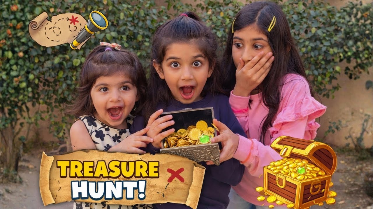 🏴‍☠️ Three Sisters’ EPIC Treasure Hunt at Home! 💎 Fun Kids Adventure