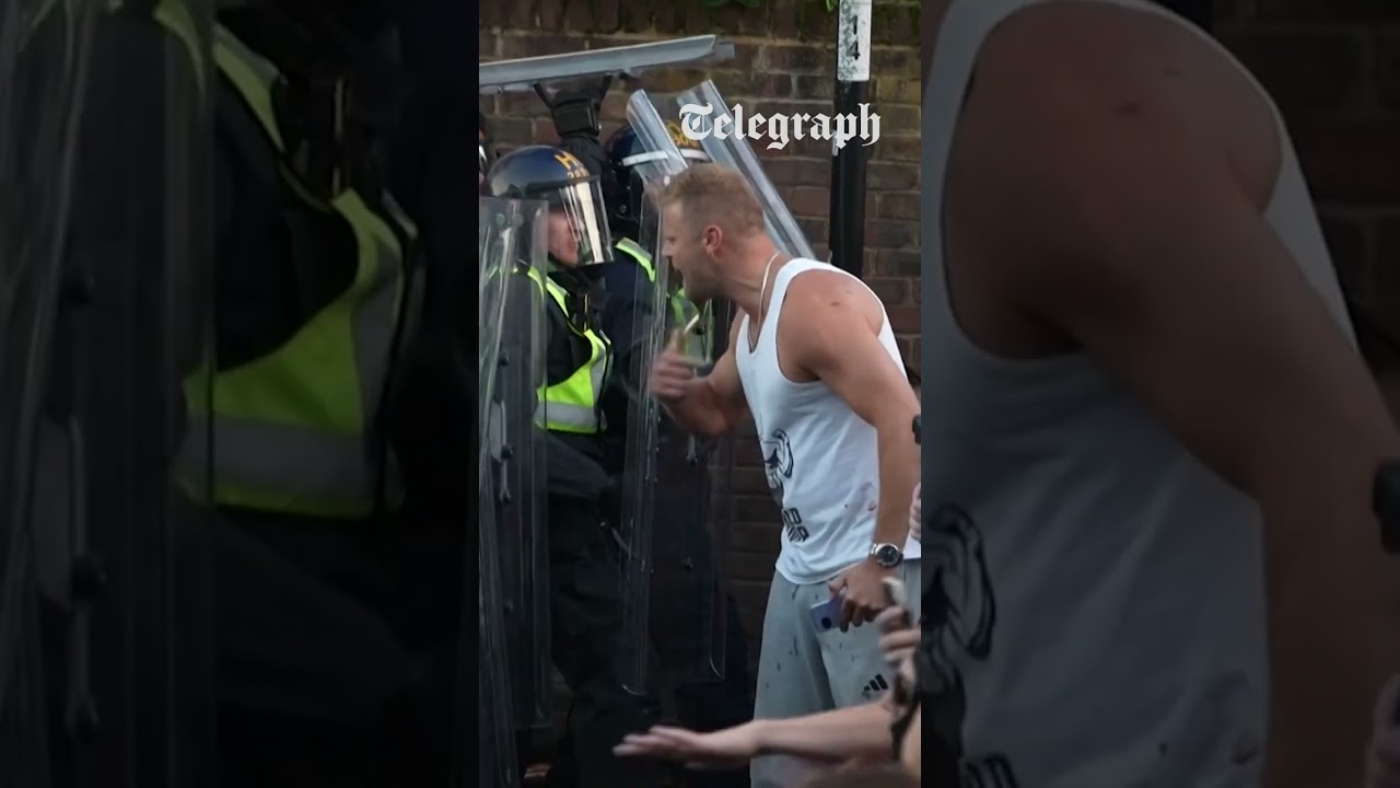 Henry Nowak protestor hit by bin in clashes with police