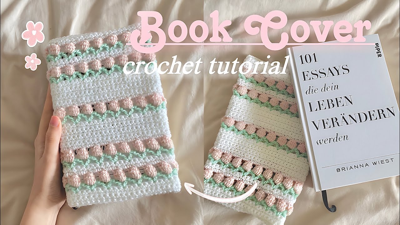 как связать крючком обложку для книги с цветами 🧚🏼‍♂️🌸 | руководство по вязанию крючком для начин...
