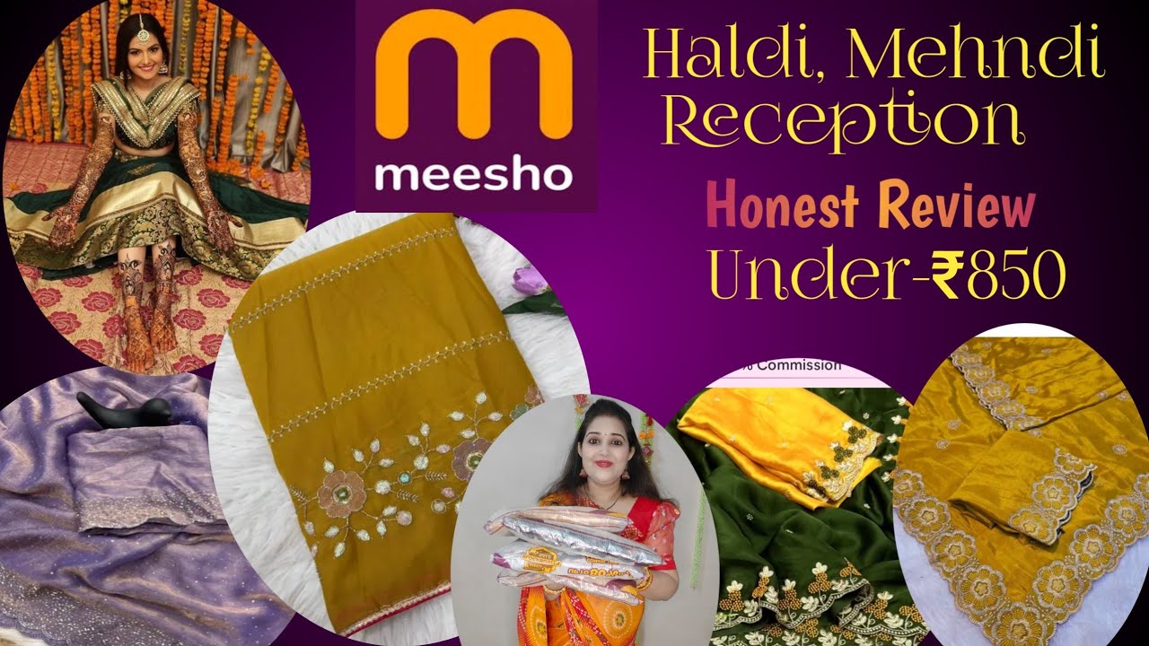 Haldi Mehndi Reception Saree Under₹850😱 Meesho Honest Review l Budget Wedding Saree Haul 2026#saree 
