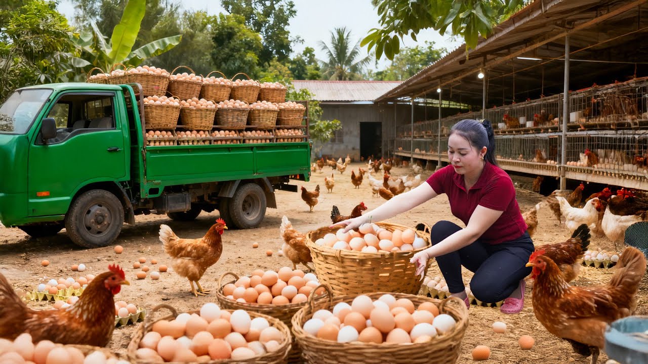 Harvesting 1000+ Chicken Eggs for 30 Days | Selling at Market & Rainy Season Farm Care