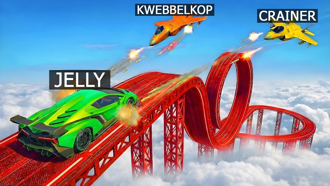 Jelly vs. Crainer vs. Kwebbelkop On GTA 5 MEGA RAMP...