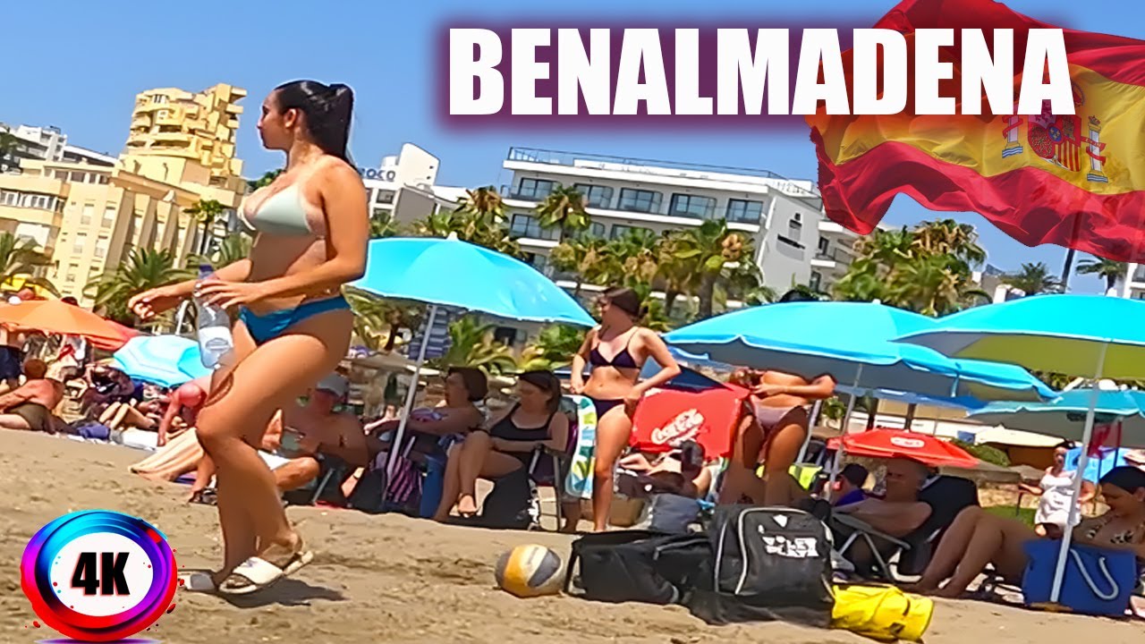 Benalmádena Spain Beach Walk Costa del Sol June 2024 Summer 4K
