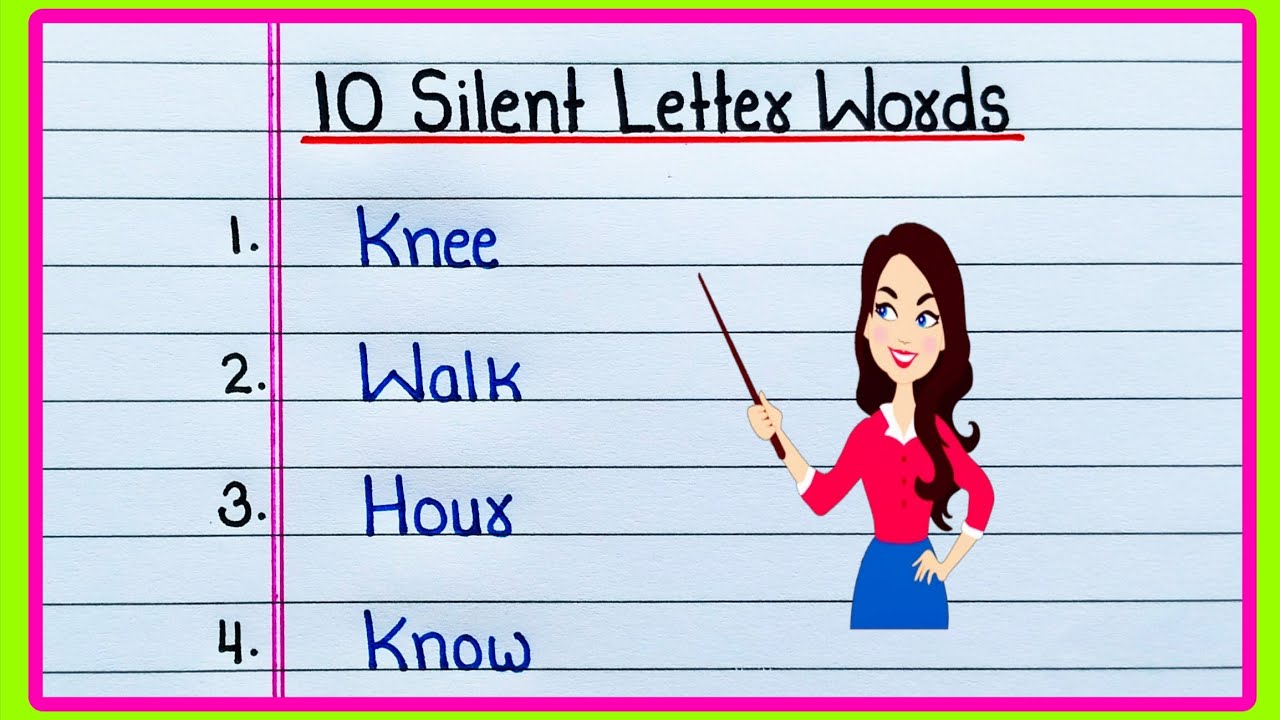 10 Silent Letter Words in English | Easy Silent Words | 10 Silent Words