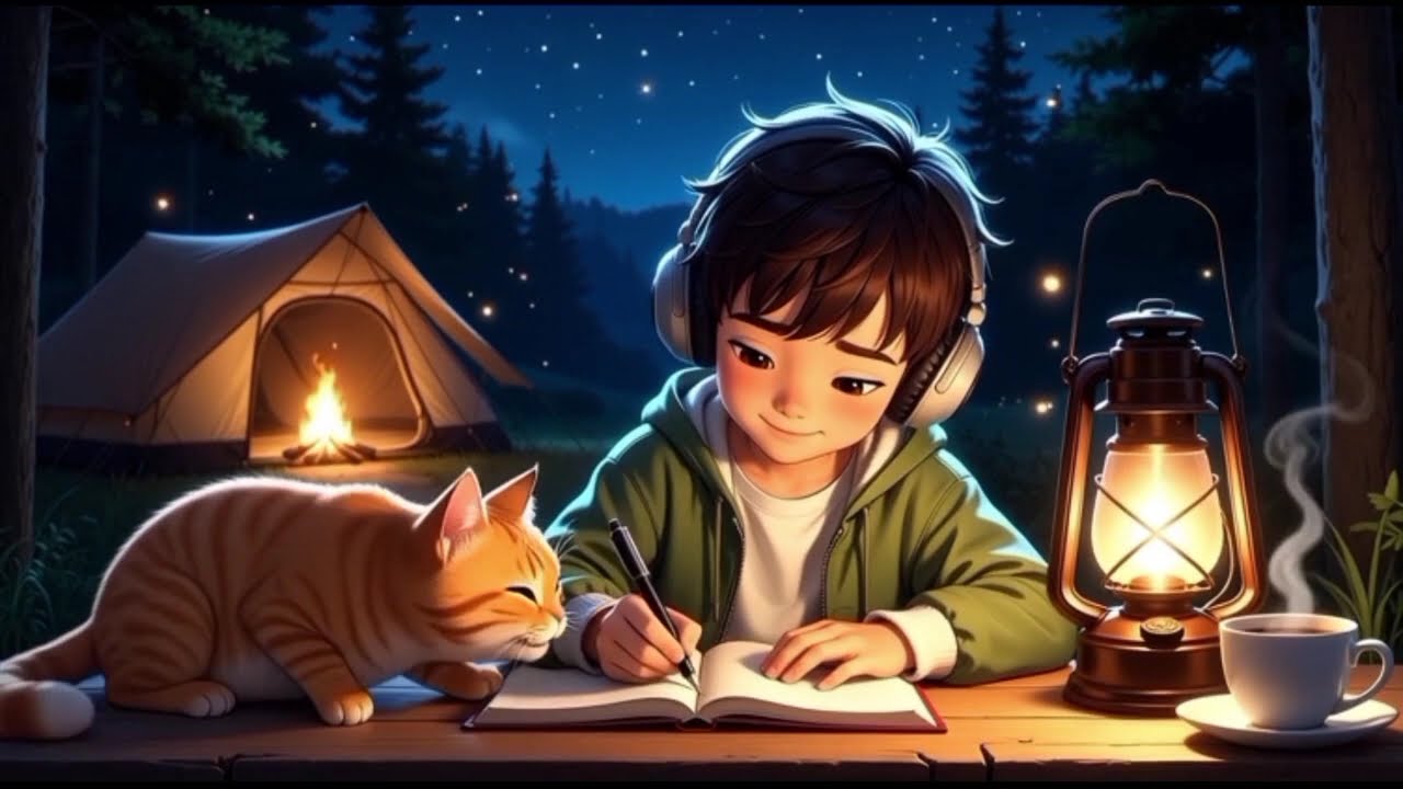 Peaceful Night Study with Music | Cozy Camp Vibes