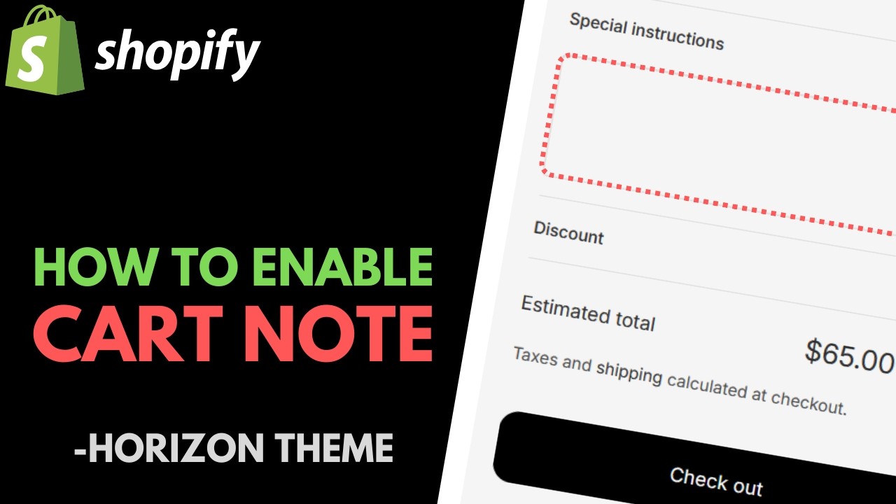 Тема Shopify Horizon: Как включить корзину / Специальные инструкции к заказу