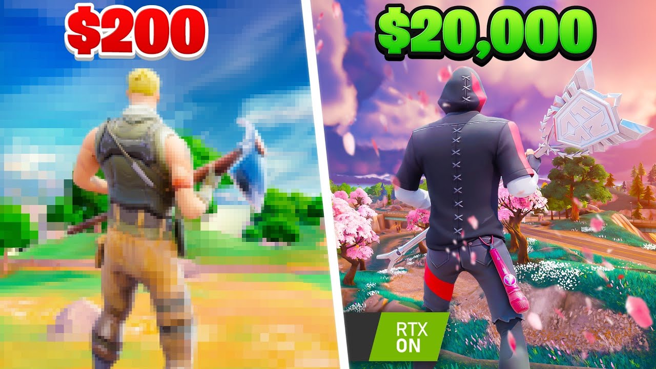 Fortnite на ПК за 200 долларов против ПК за 20 000 долларов