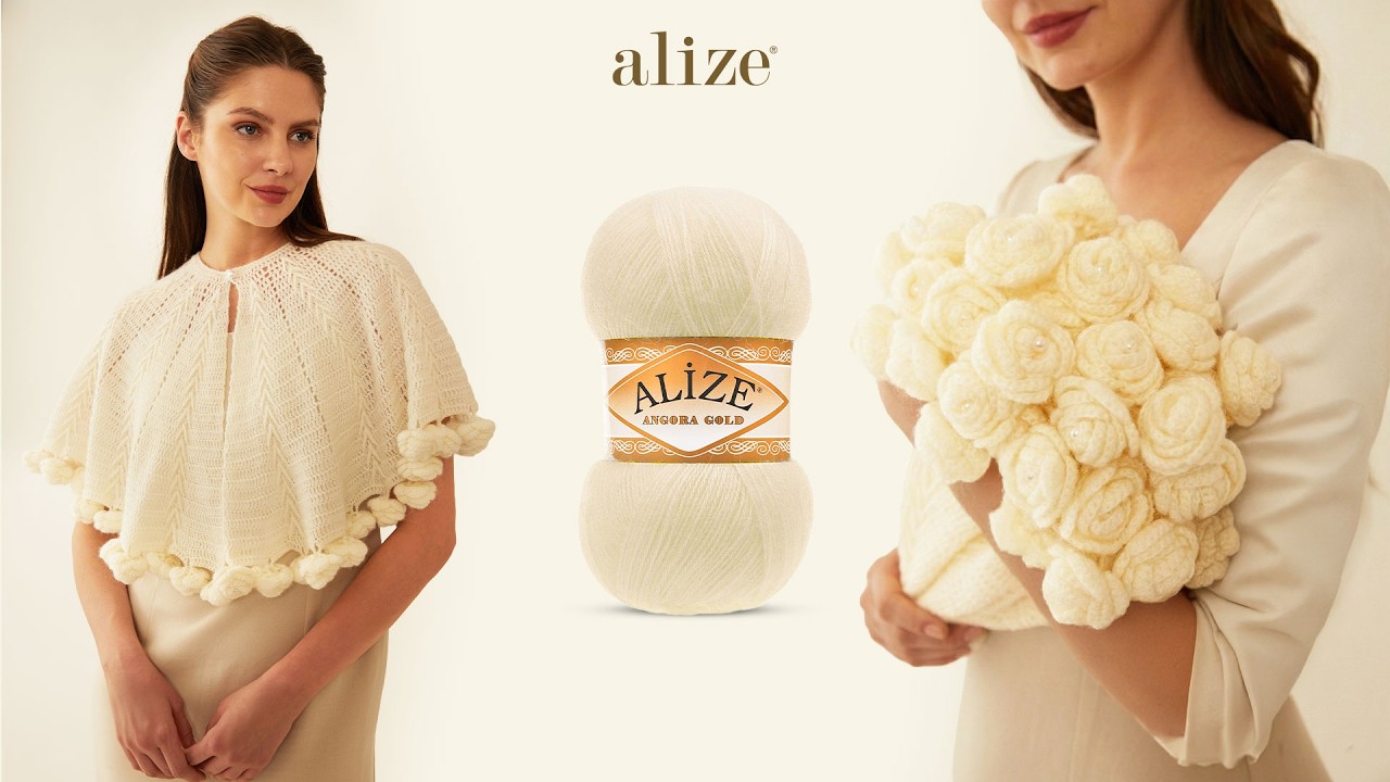 Шаль «Букет» для особых дней из пряжи Alize Angora Gold