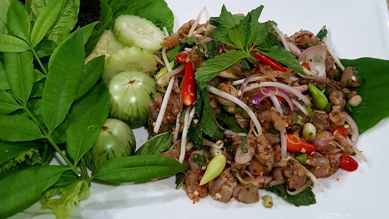How To : Goy Goong | Raw Shrimp Salad | Lao Food