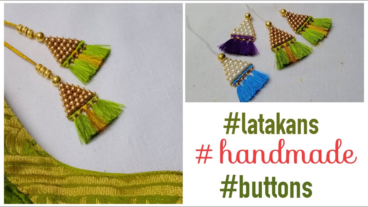 How to Make Tringle Shape Latakns/Ready-Made Buttons at Home easily with Few Materials in 30 mins