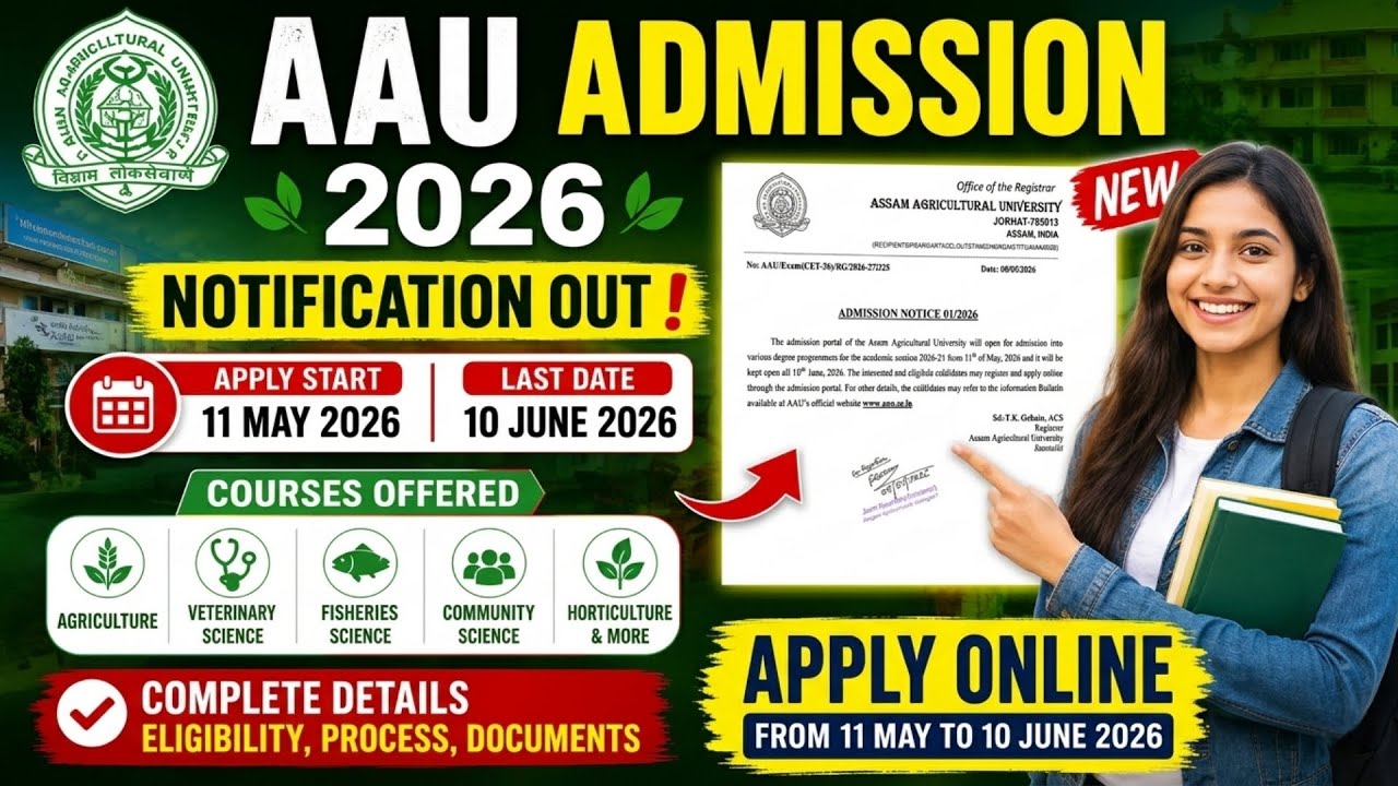 Assam Agricultural University Online Form 2026 | Important Dates, Eligibility & Courses