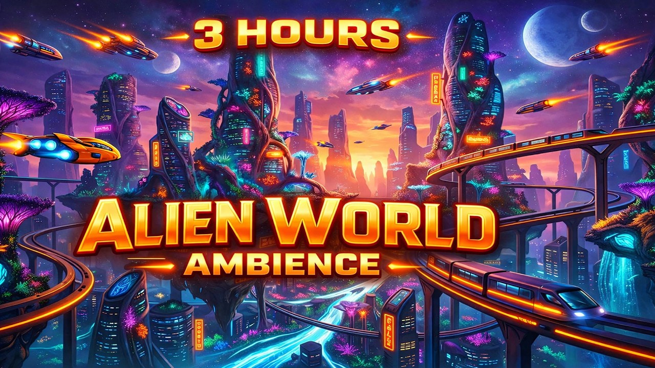 ALIEN WORLD AMBIENCE 3 HOURS of Relaxing Sci-Fi Soundscape (Space City, Futuristic Atmosphere)