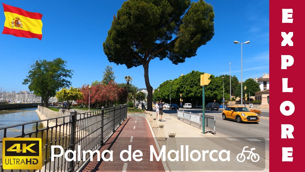 EXPLORE Palma de Mallorca Coast by Bike | Seaside Bicycle Lane | 4K 60fps