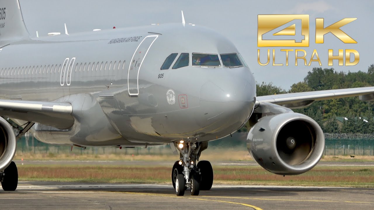 (4K) Airbus A319-112 from the Hungarian Air Force arrival at Kleine Brogel Air Base EBBL 605