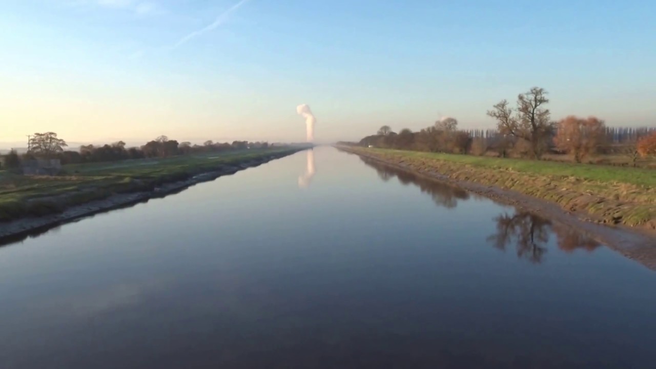Drone Flying at Saltney Ferry on River Dee Flintshire Wales UK