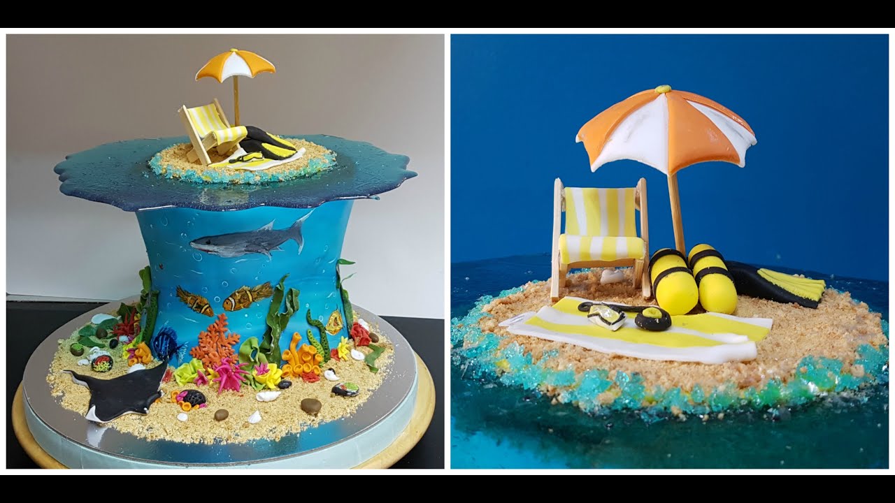 كيكة أعماق البحار Under the Sea Cake Tutorial