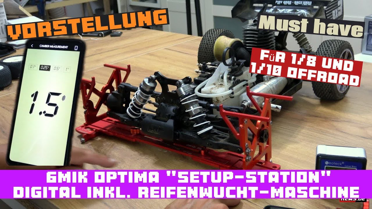 6Mik Optima Setup Station 1/10 & 1/8 Digital inkl  Reifenwuchten - APP von 6MIK mit Gradanzeige