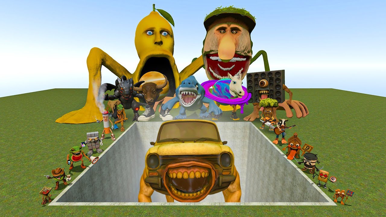 Italian AI Brainrot Memes vs Trendoto Powae Bosses in Giant Pit – Gmod Chaos
