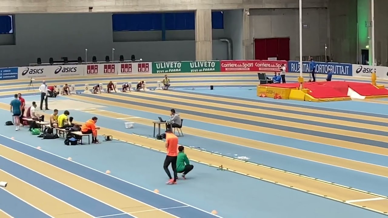 Marcell Jacobs vince i 60m ai campionati italiani indoor 2022 di Ancona con 6”55