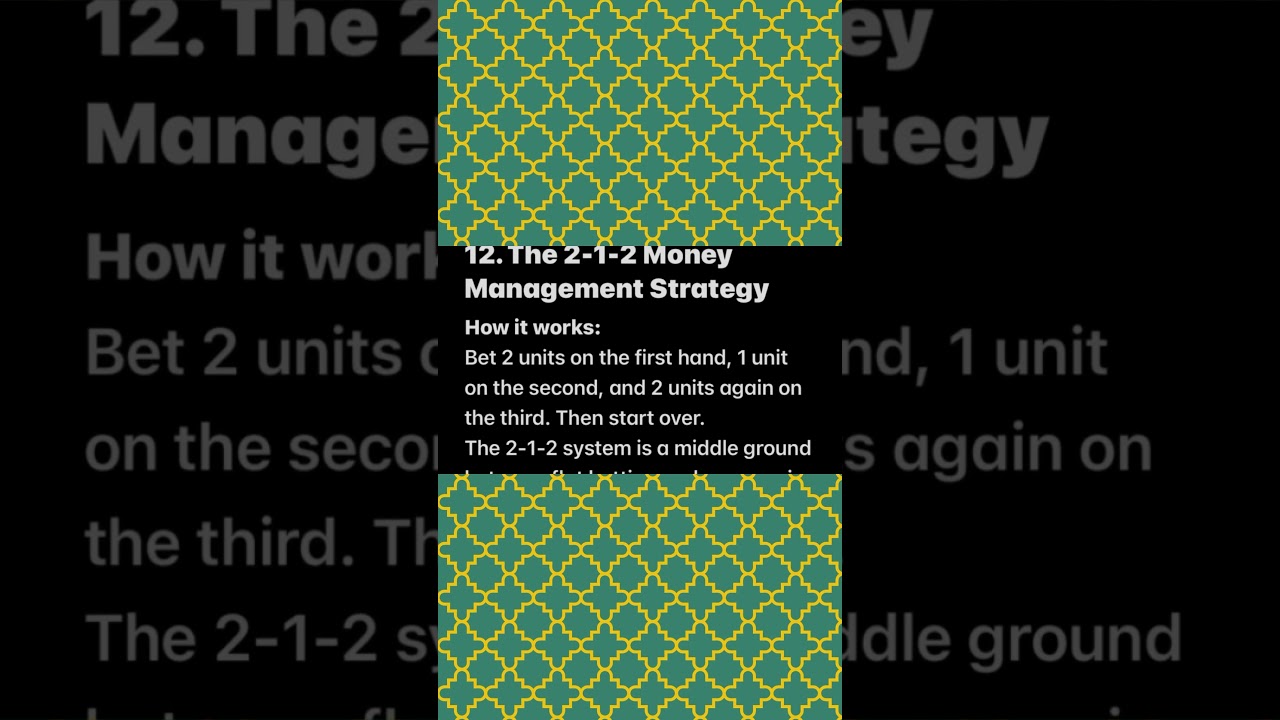 Baccarat money management strategy