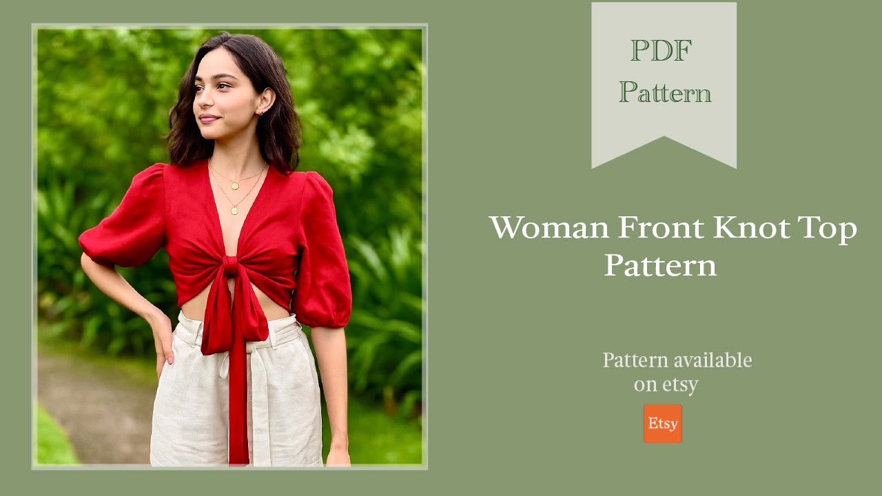 DIY How to make Front Knot Crop Top | PDF Pattern on ETSY | Crop Top Sewing tutorial