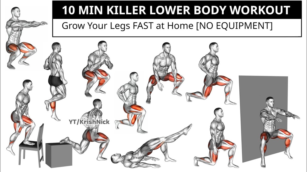 10 MIN KILLER LOWER BODY WORKOUT | Grow Your Legs FAST at Home [NO EQUIPMENT] 🔥